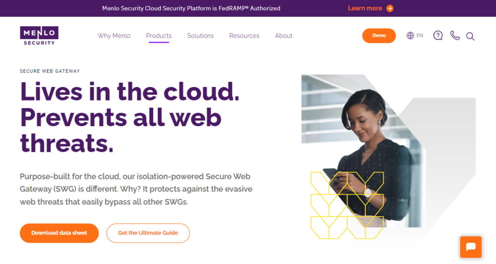 Menlo Security Secure Web Gateway's website